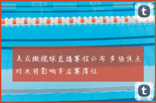 美式橄榄球直播赛程公布 多场焦点对决将影响季后赛席位